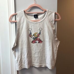 Realisation Cowboy Clown Rodeo Guns Cut Off White Tank Top Shirt